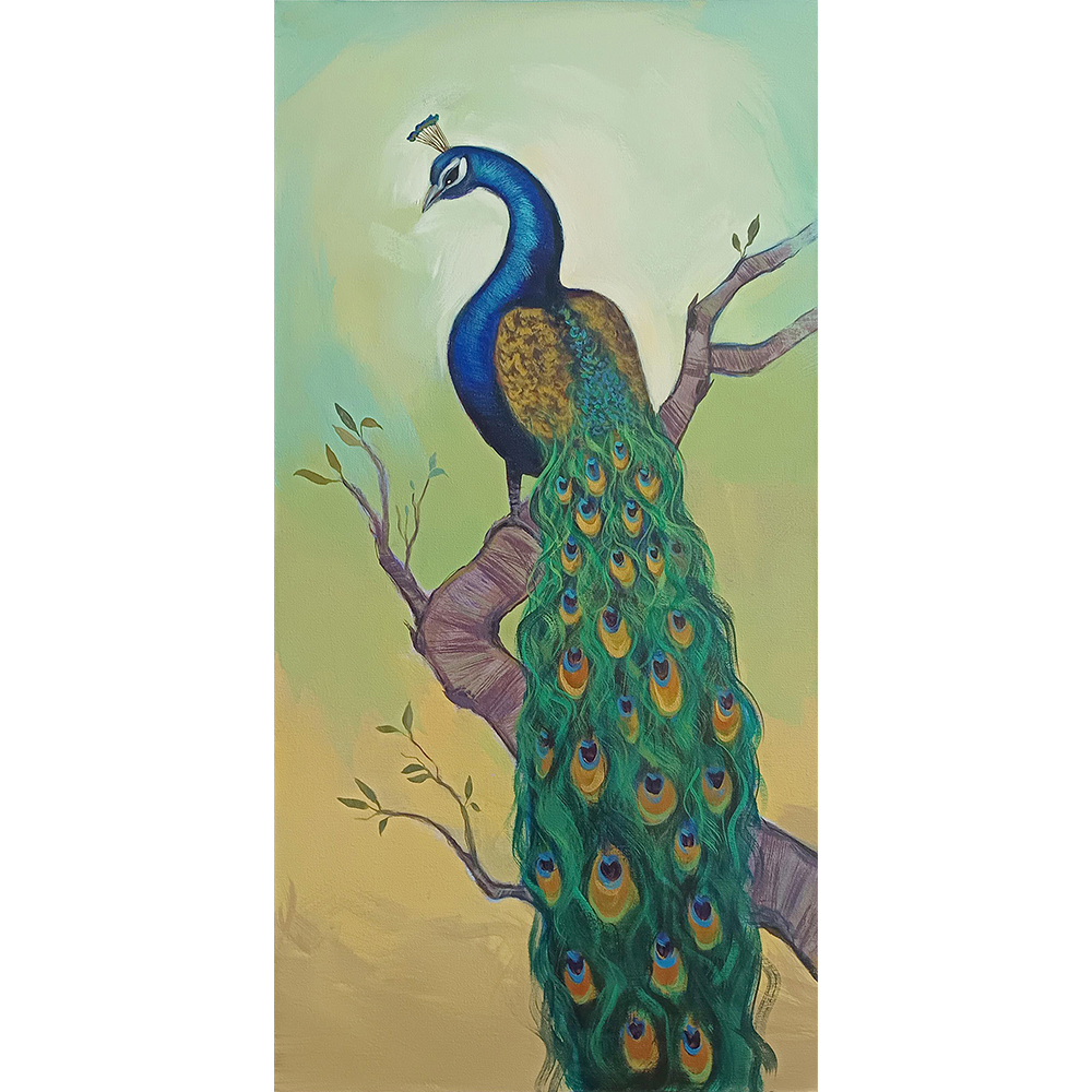 Majesty in Bloom Peacock Art | Stunning Peacock Painting for Luxe Wall Styling