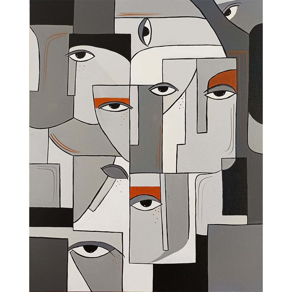 Fragmented Vision | Abstract Expression Art | Vibrant Face Canvas
