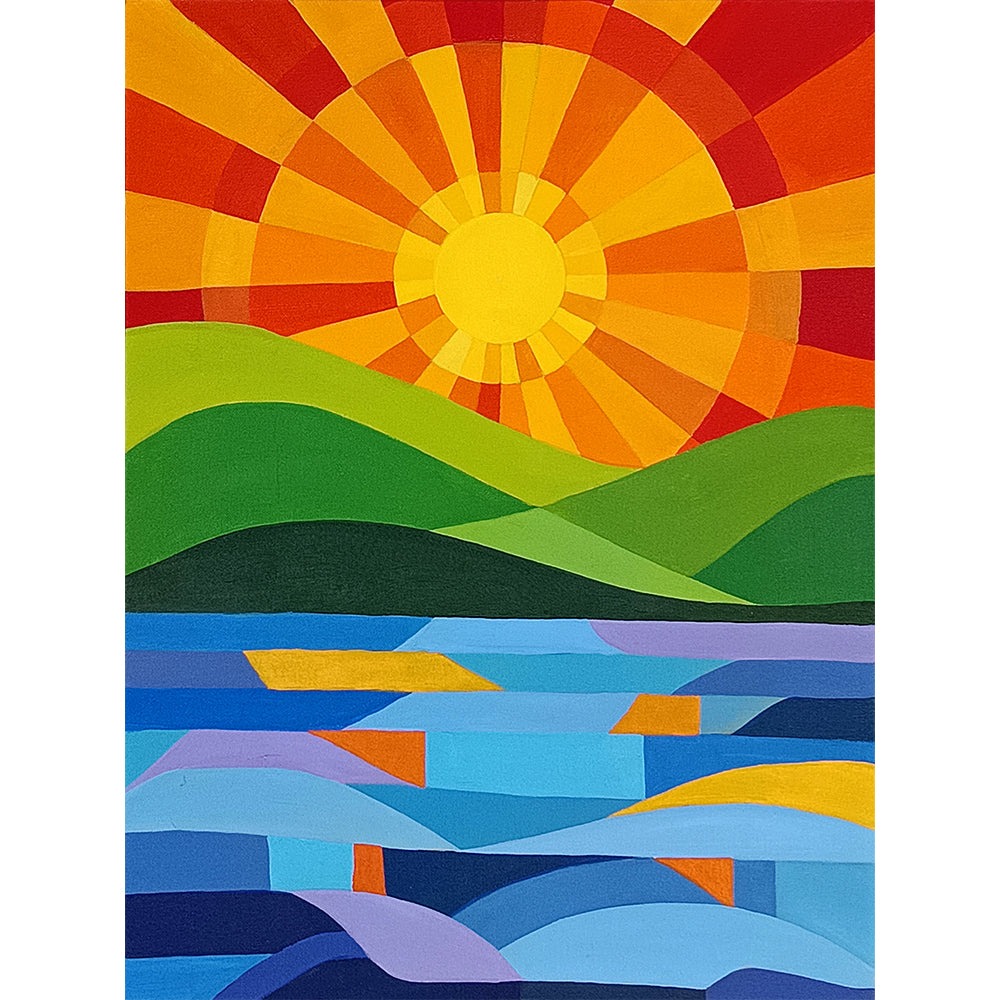 Sunset Reflections Painting | Abstract Acrylic Canvas Paintings