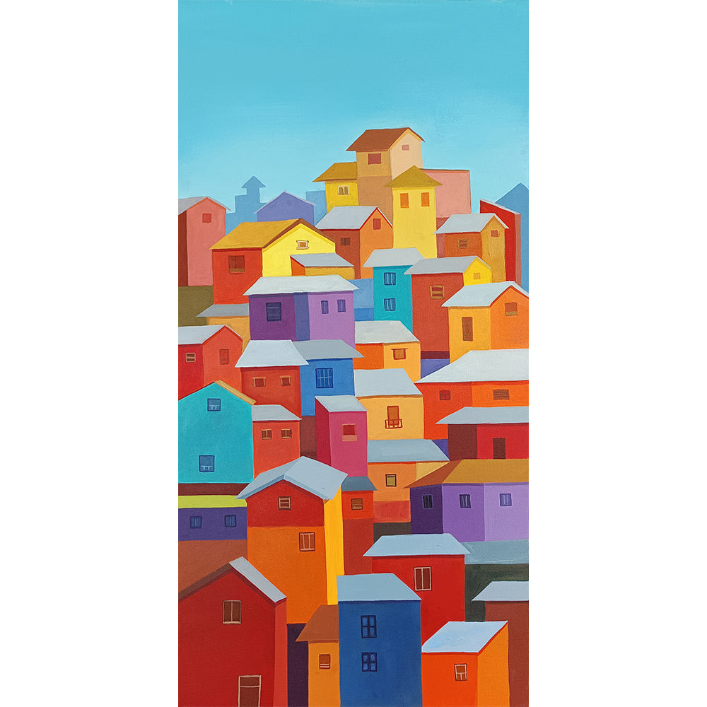 Colorful House Painting | Serene House Painting | Vibrant Landscape Canvas Painting