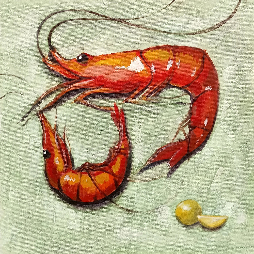 Small Giants Paintings  | Quirky Seafood Art for Coastal Café Vibes | Vibrant Realism Handmade Painting