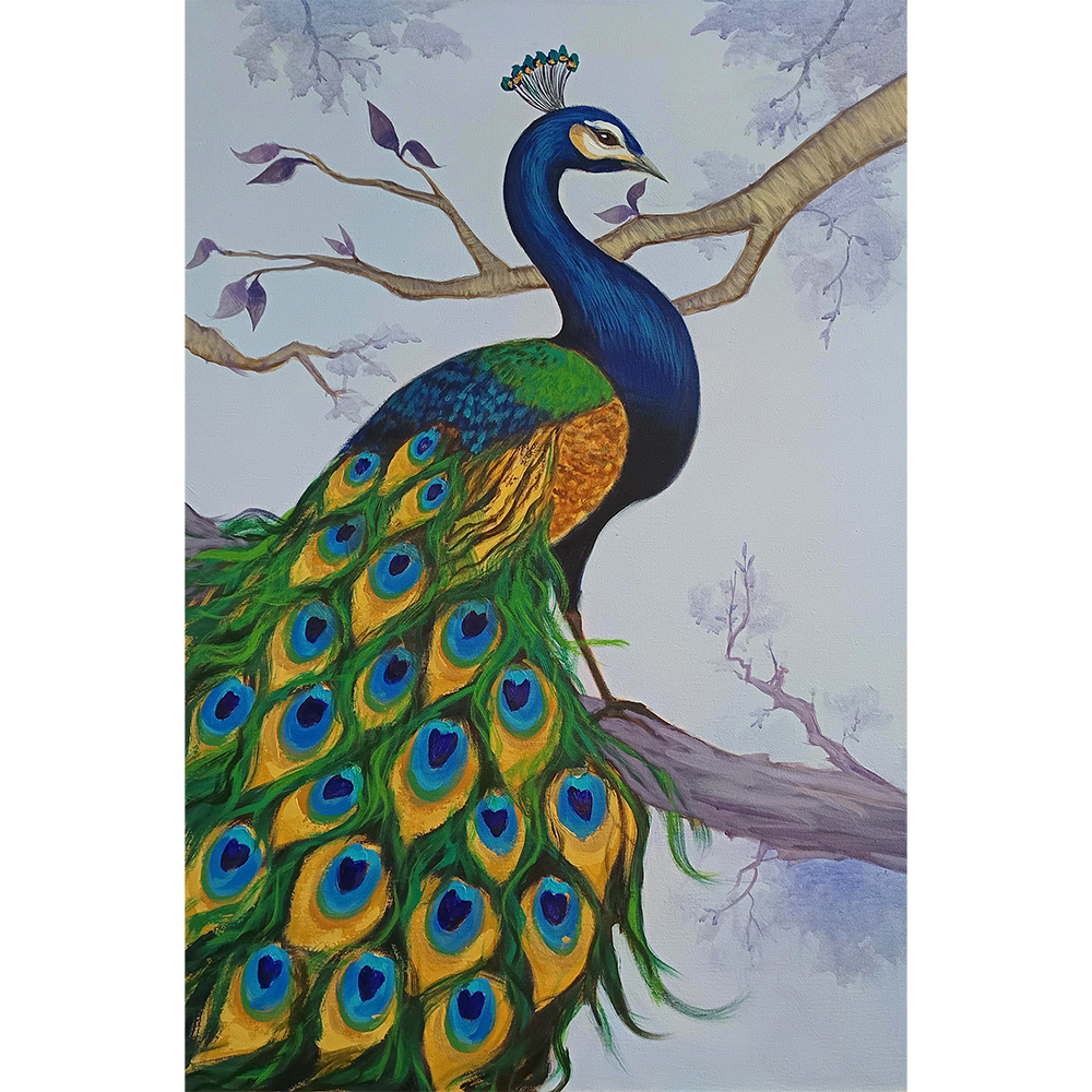 Garden’s Jewel Peacock Art | Nature-Inspired Painting Featuring the Peacock’s Grace