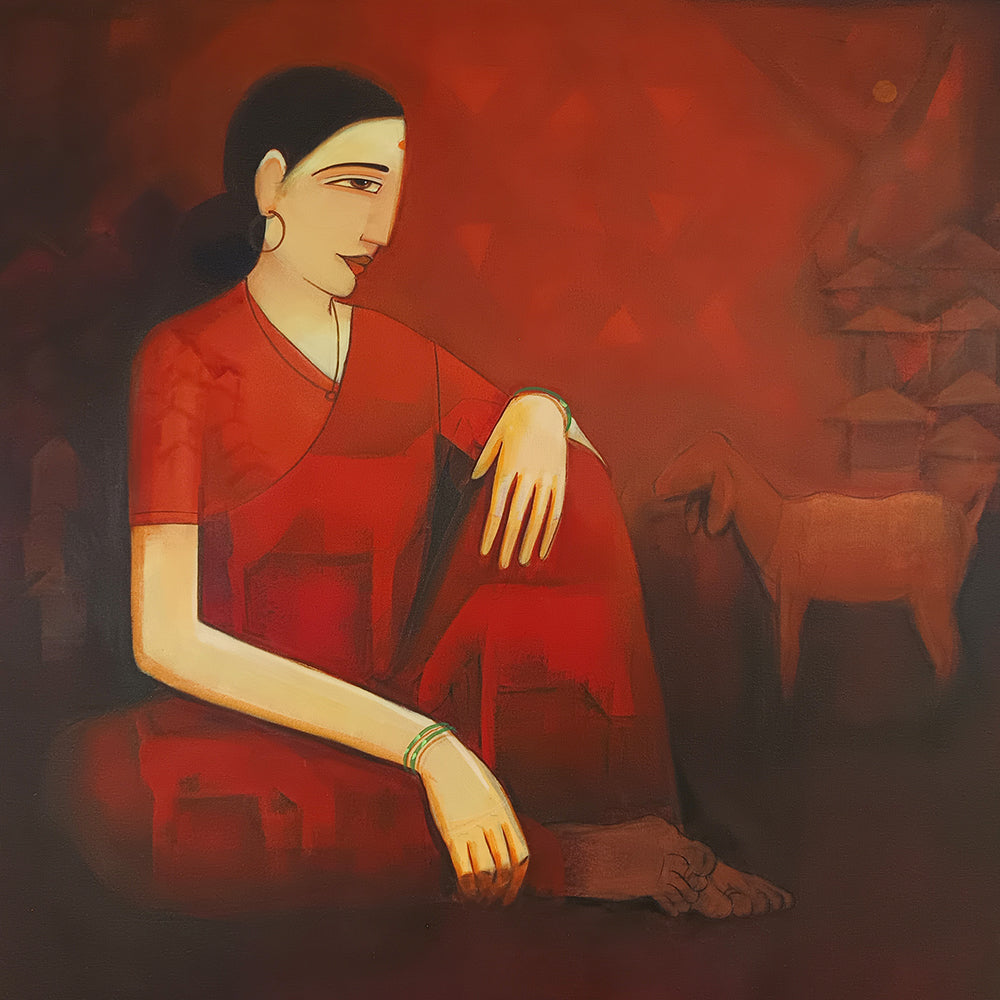 Lady With Red Sheep
