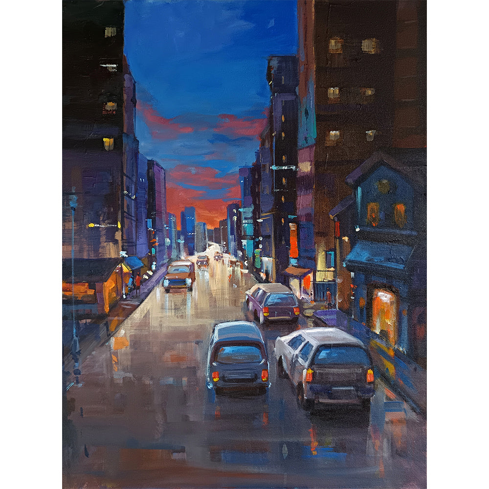 City in Motion | Handmade Abstract Cityscape Painting | Landscape Canvas Painting