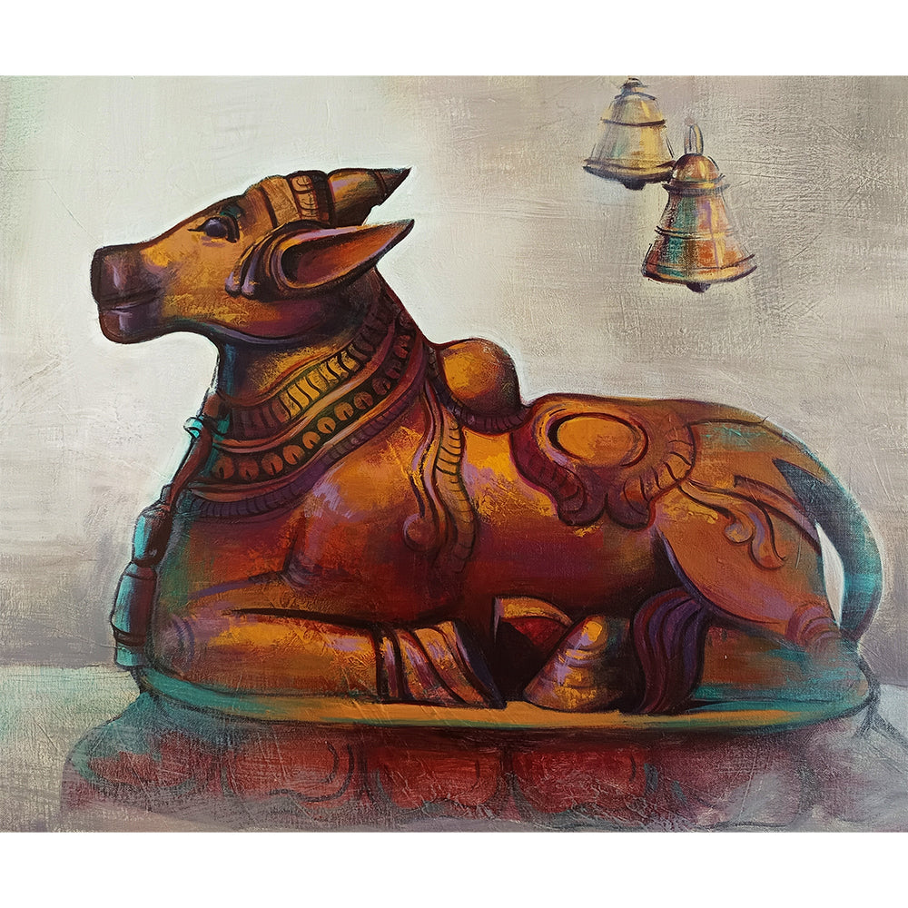 Gaurinanda Painting | Handmade Nandi Painting for Temple | Original Painting for Temple