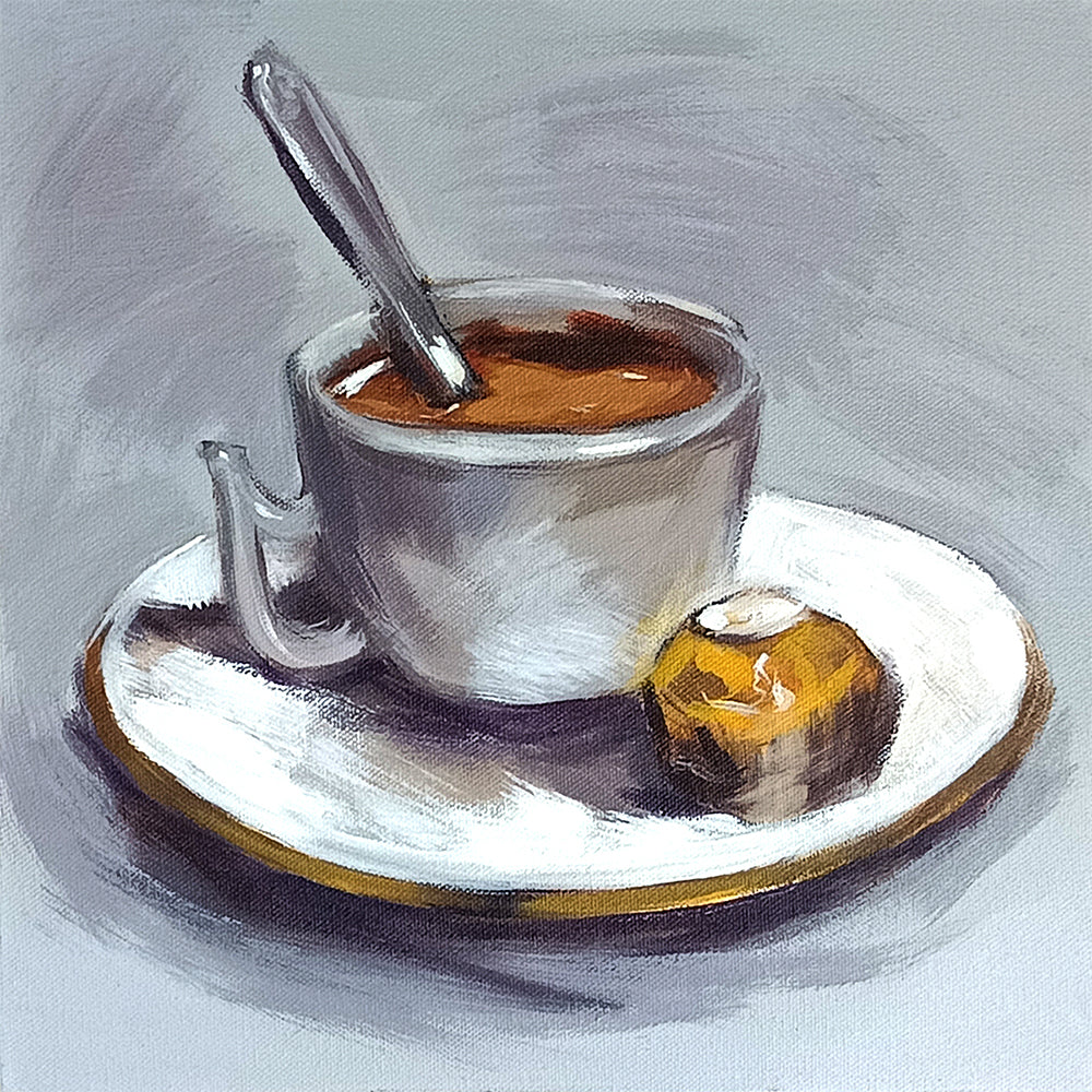 Coffee Morning Comfort Art | Original Warm Coffee Cup Handmade Painting