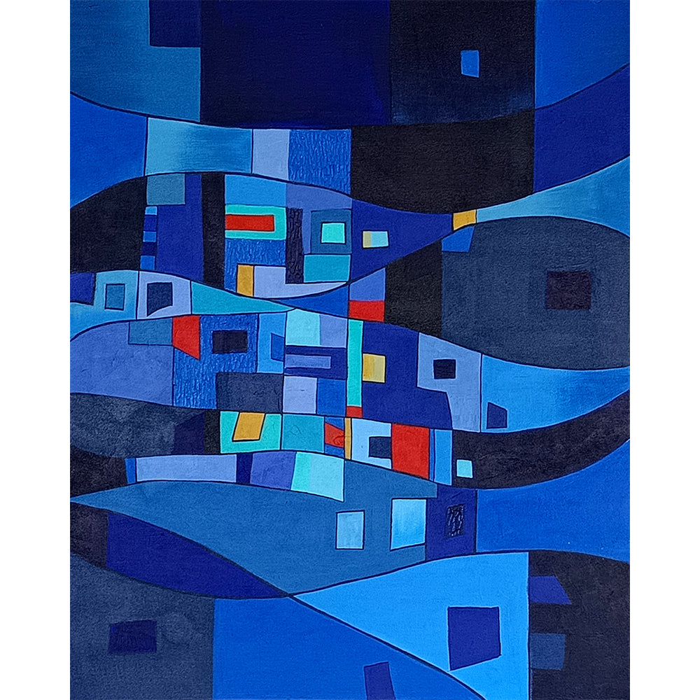 Night Blueprint Painting | Abstract Canvas Paintings for Offices