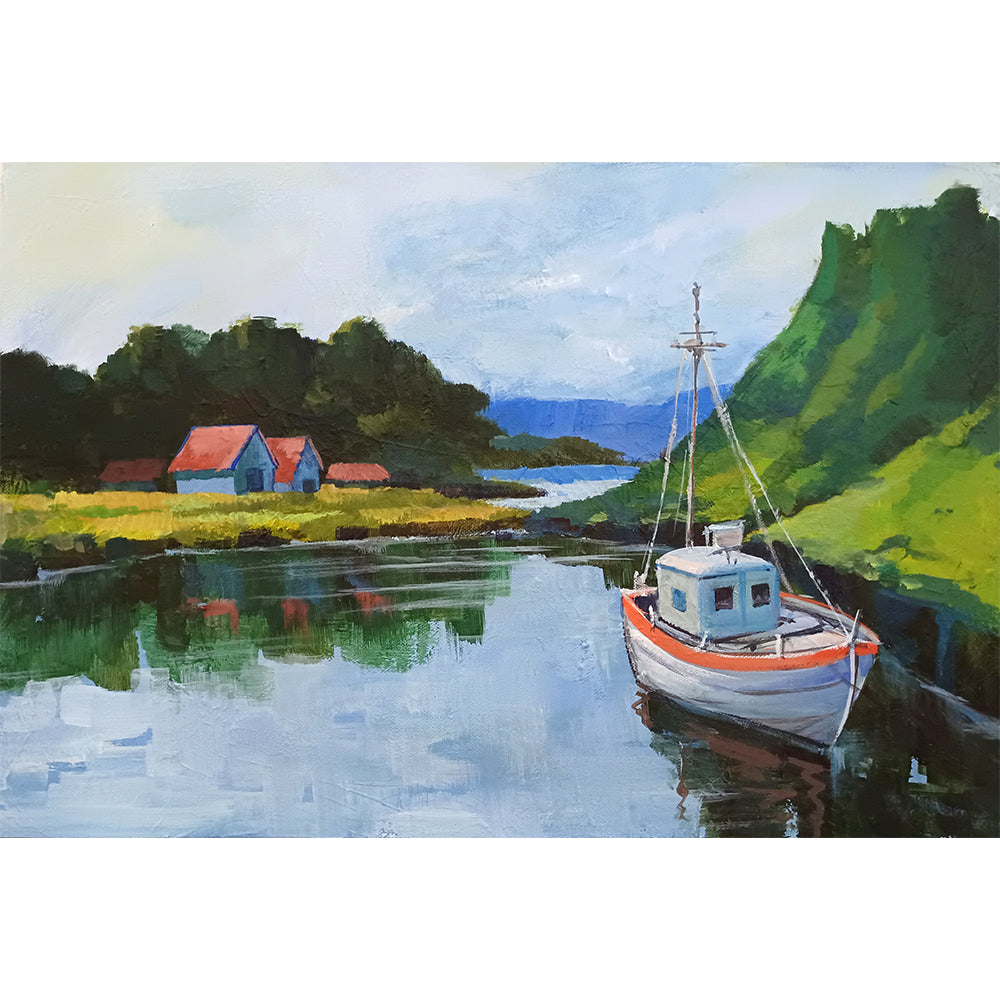 Quiet Reflections Painting | Calming Water Landscape Wall Art | Landscape Canvas Painting