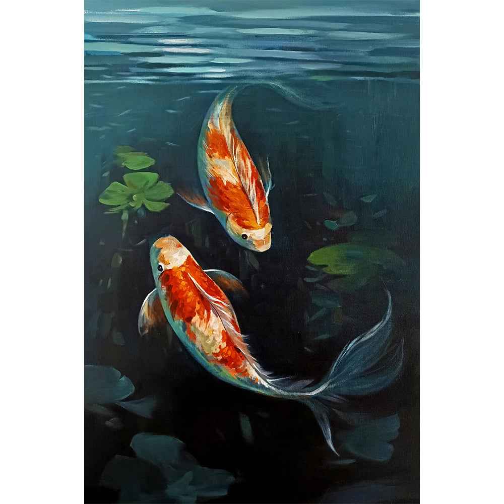 Underwater Grace Fish Art | Elegant Underwater Scene Art | Modern Wall Art