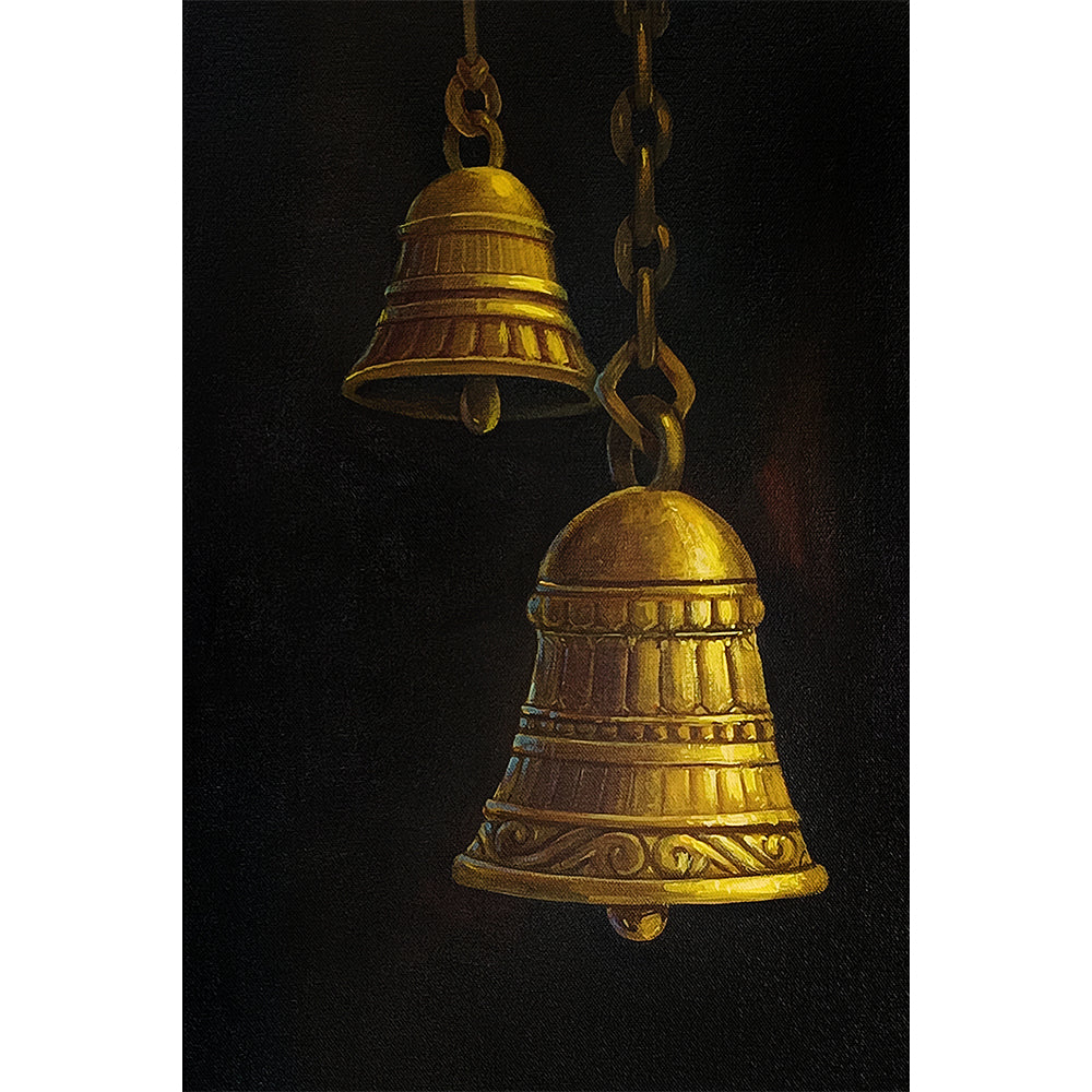 Temple Bell Painting | Handmade Spiritual Bell Painting