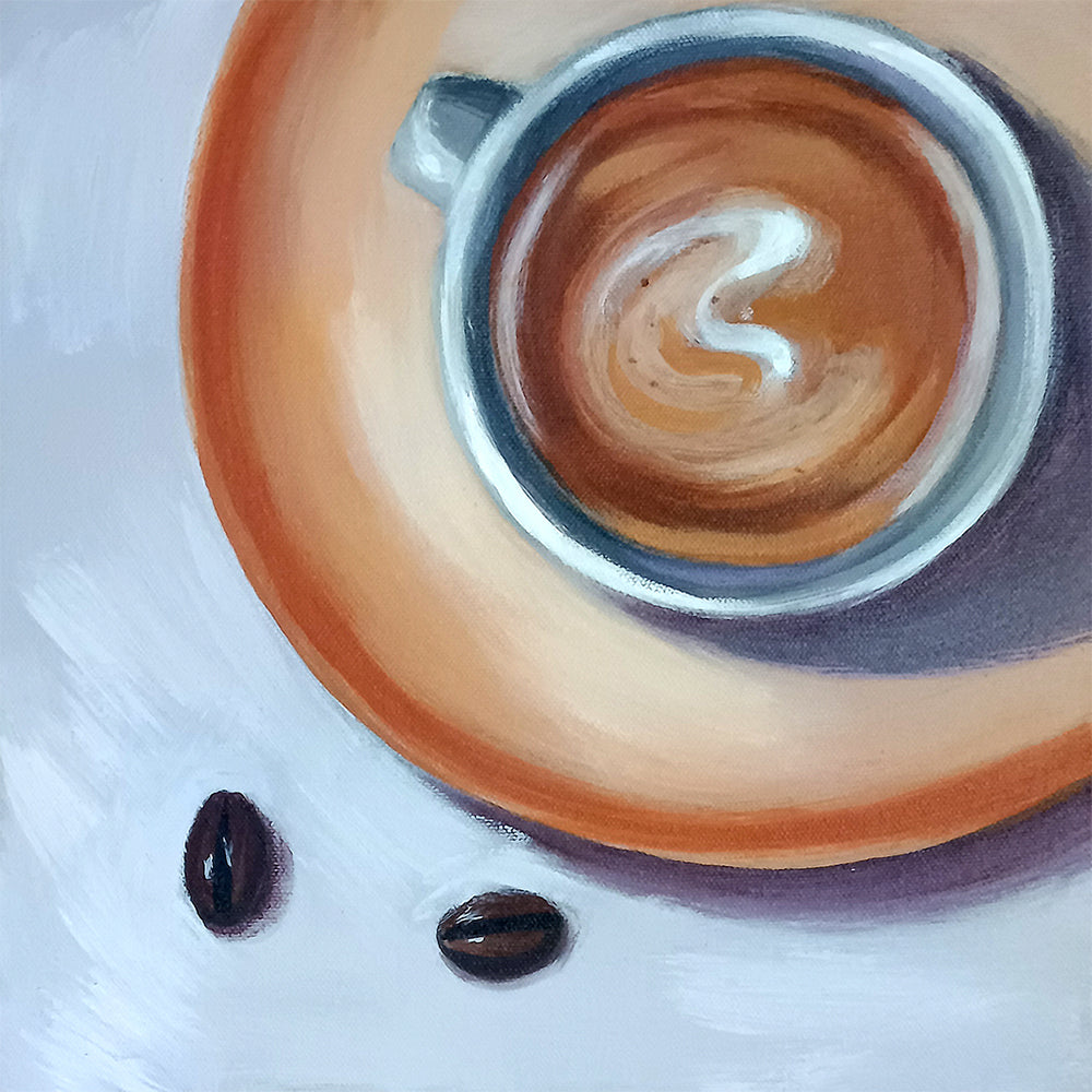 Coffee Harmony Art | Warm Coffee Cup Handmade Painting