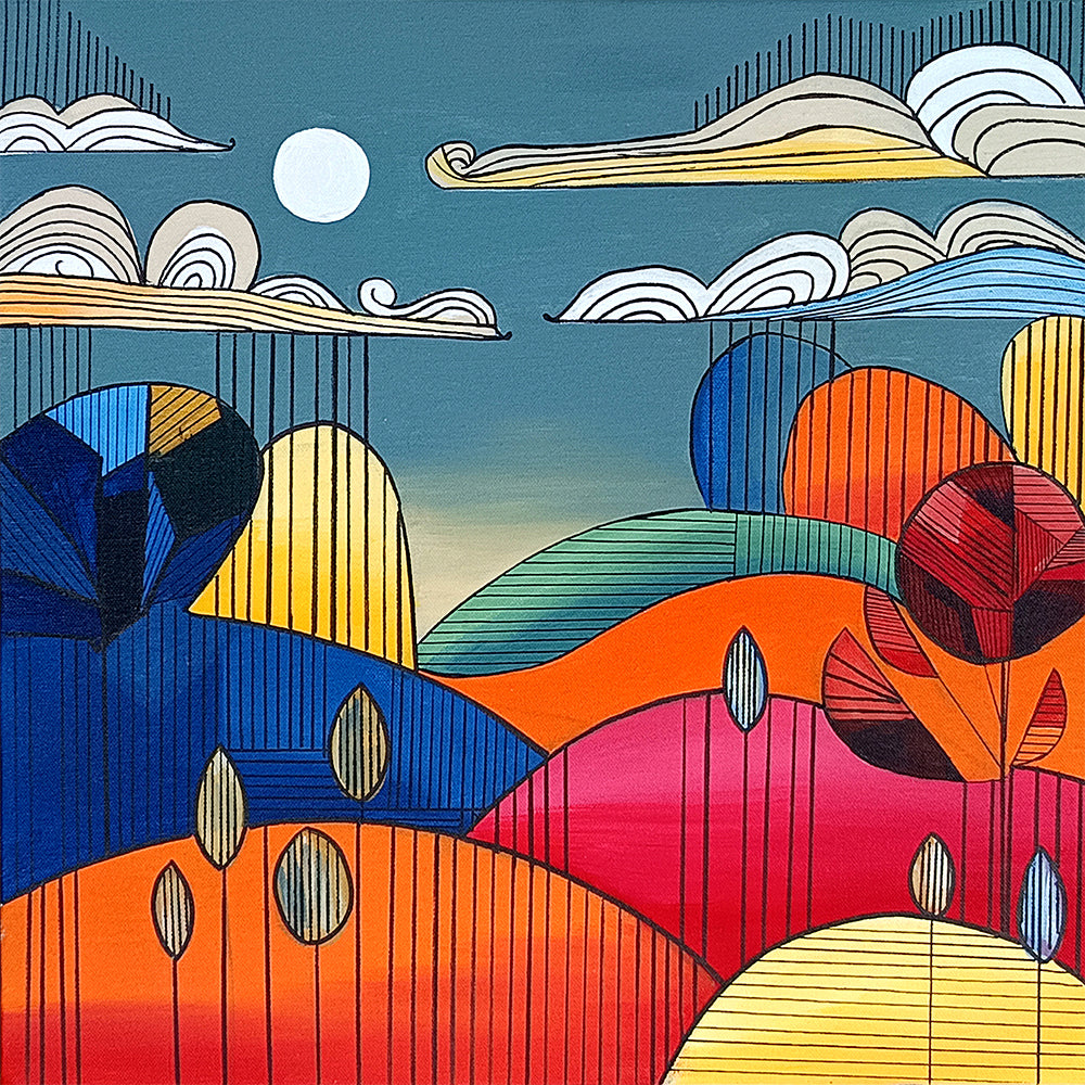 Colorful Mountain Paintings | Abstract Acrylic Painting on Canvas | Graphical Paintings
