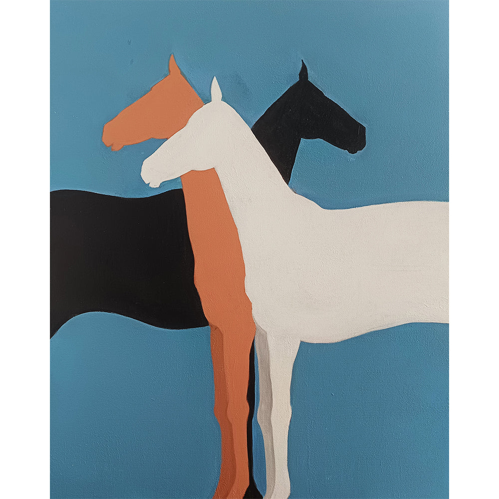Standing Still Horse Art | Minimal Horse Canvas | Horse Handmade Paintings